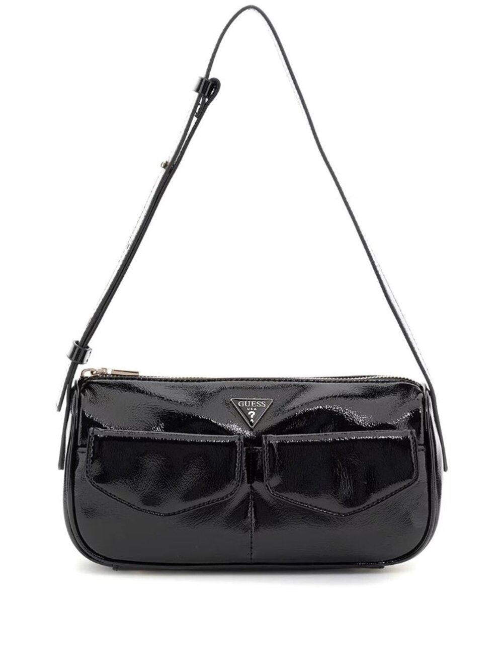Guess Waldena Patent Shoulder Bag, Black